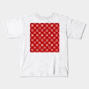 Assorted Snowflakes on Red Repeat 5748 Kids T-Shirt